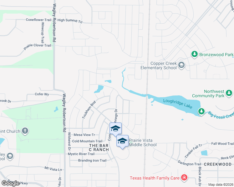 map of restaurants, bars, coffee shops, grocery stores, and more near 8461 Comanche Springs Drive in Fort Worth