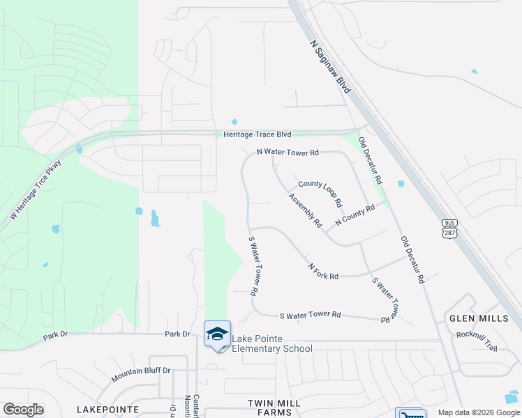 map of restaurants, bars, coffee shops, grocery stores, and more near 8517 North Water Tower Road in Fort Worth