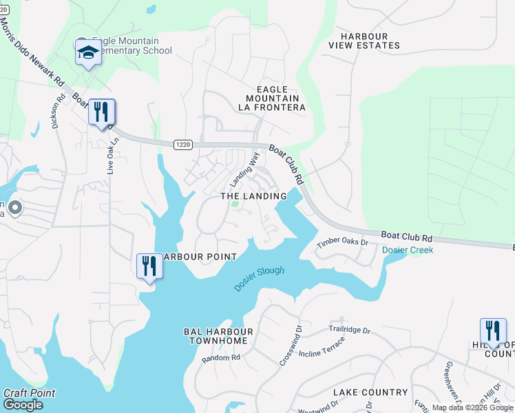 map of restaurants, bars, coffee shops, grocery stores, and more near 9420 Mountain Lake in Fort Worth