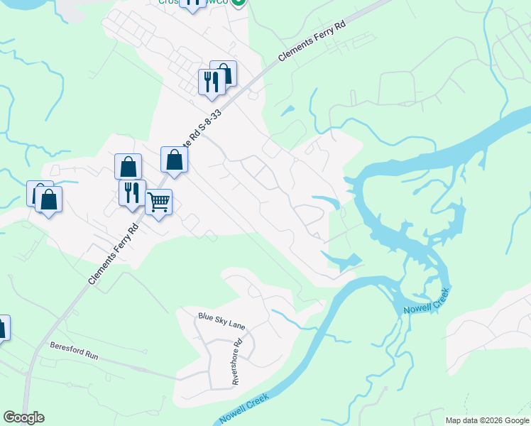 map of restaurants, bars, coffee shops, grocery stores, and more near 464 Sanders Farm Lane in Charleston