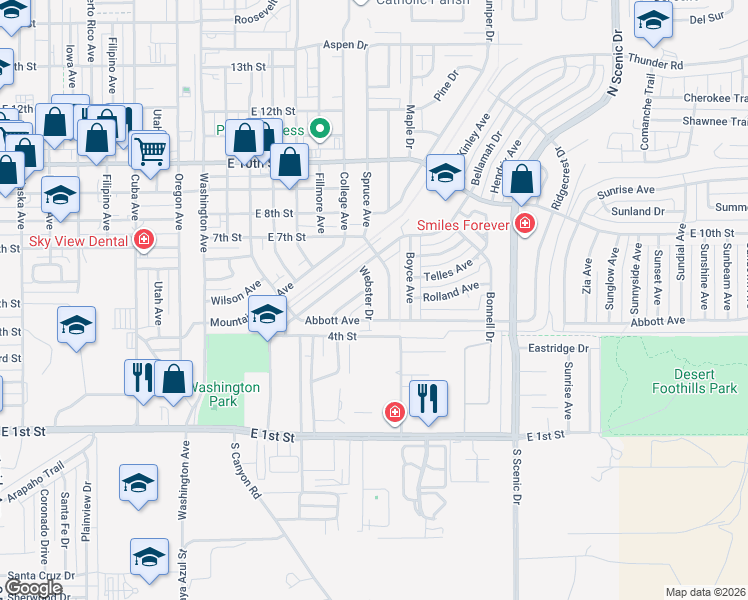 map of restaurants, bars, coffee shops, grocery stores, and more near 406 Webster Drive in Alamogordo