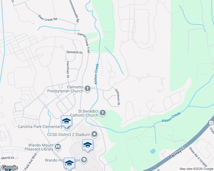 map of restaurants, bars, coffee shops, grocery stores, and more near 1505 Lindsey Creek Drive in Mount Pleasant