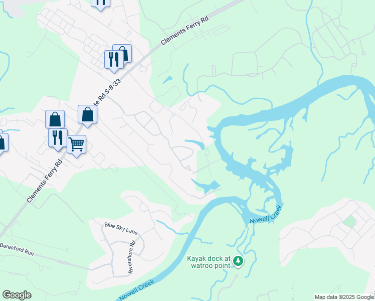 map of restaurants, bars, coffee shops, grocery stores, and more near 437 Doane Way in Charleston