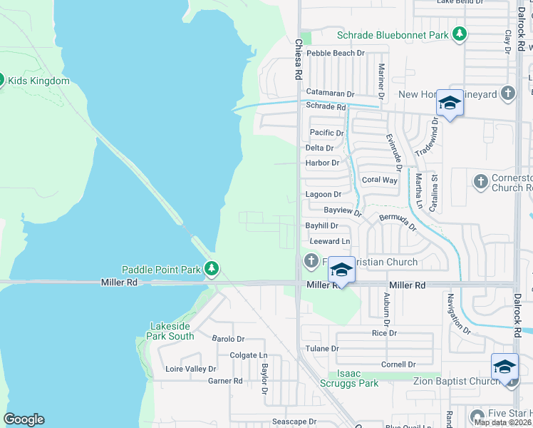 map of restaurants, bars, coffee shops, grocery stores, and more near 3399 Chiesa Road in Rowlett
