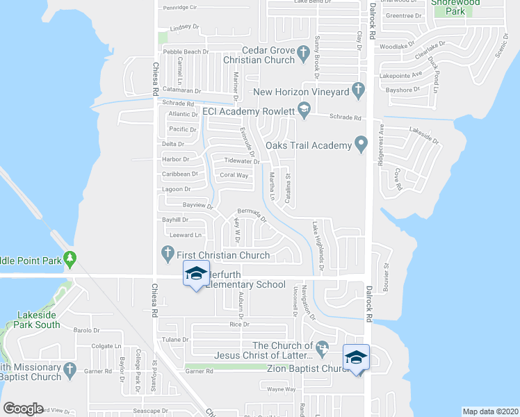 map of restaurants, bars, coffee shops, grocery stores, and more near 3805 Bermuda Drive in Rowlett