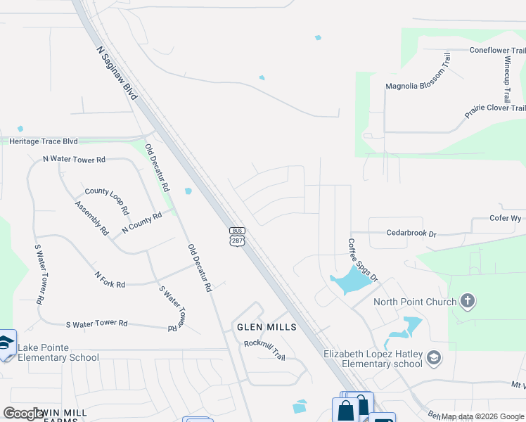 map of restaurants, bars, coffee shops, grocery stores, and more near 9212-9796 N Saginaw Blvd in Fort Worth