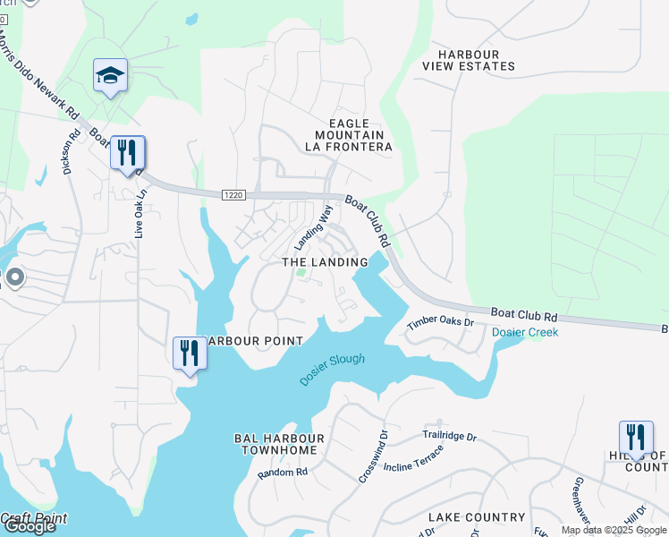map of restaurants, bars, coffee shops, grocery stores, and more near 9420 Mountain Lake in Fort Worth