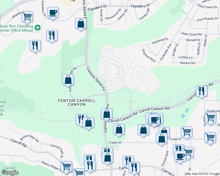 map of restaurants, bars, coffee shops, grocery stores, and more near 9710 Summers Ridge Road in San Diego