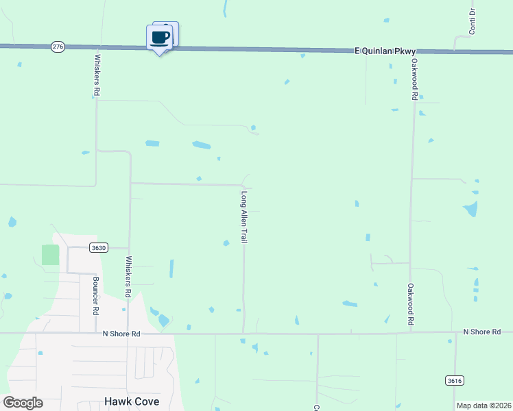 map of restaurants, bars, coffee shops, grocery stores, and more near 9153 Long Allen Trail in Quinlan