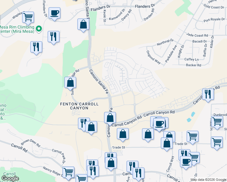 map of restaurants, bars, coffee shops, grocery stores, and more near 9710 Summers Ridge Road in San Diego
