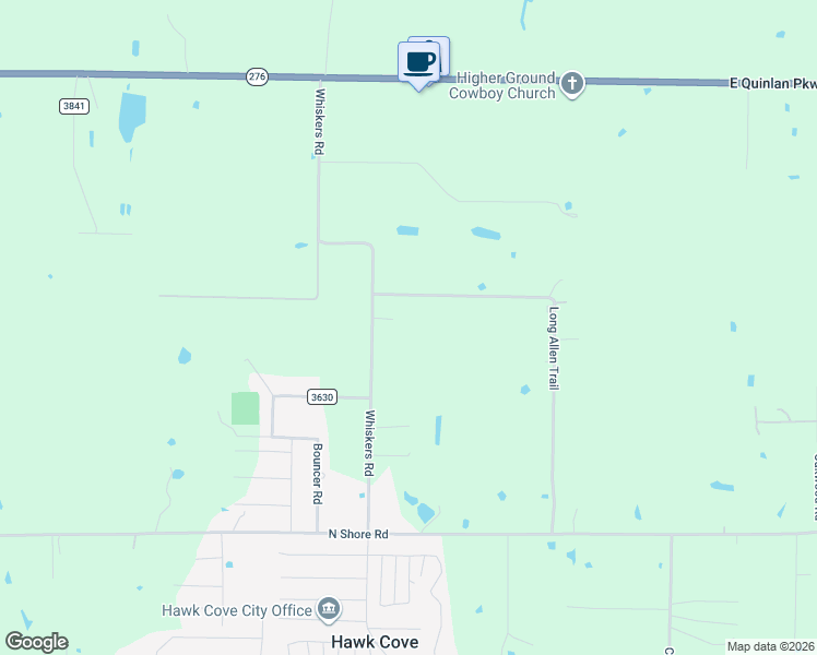 map of restaurants, bars, coffee shops, grocery stores, and more near 9075 Whiskers Road in Quinlan
