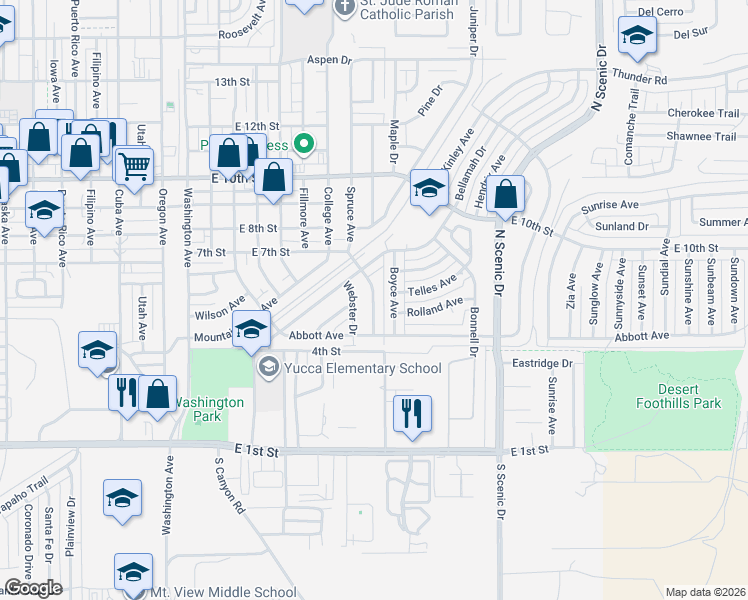 map of restaurants, bars, coffee shops, grocery stores, and more near 504 Spruce Avenue in Alamogordo