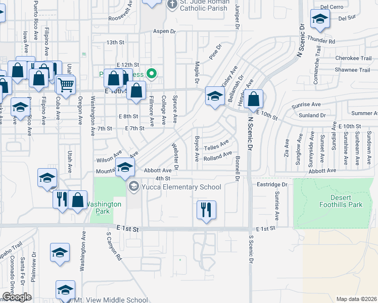 map of restaurants, bars, coffee shops, grocery stores, and more near 504 Spruce Avenue in Alamogordo