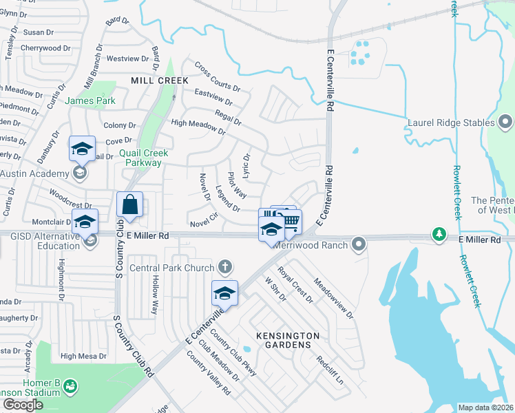 map of restaurants, bars, coffee shops, grocery stores, and more near 1814 Gateway Drive in Garland