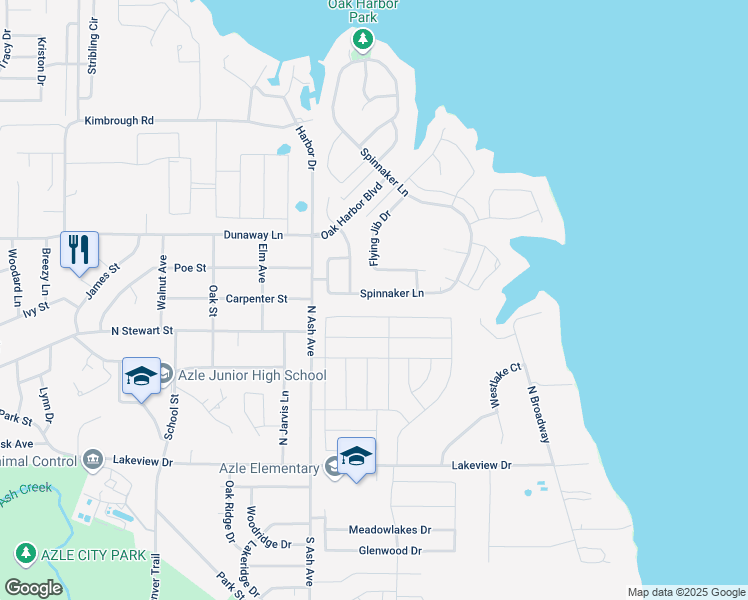 map of restaurants, bars, coffee shops, grocery stores, and more near 1324 Spinnaker Lane in Azle