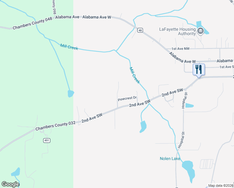 map of restaurants, bars, coffee shops, grocery stores, and more near 7th Street in La Fayette