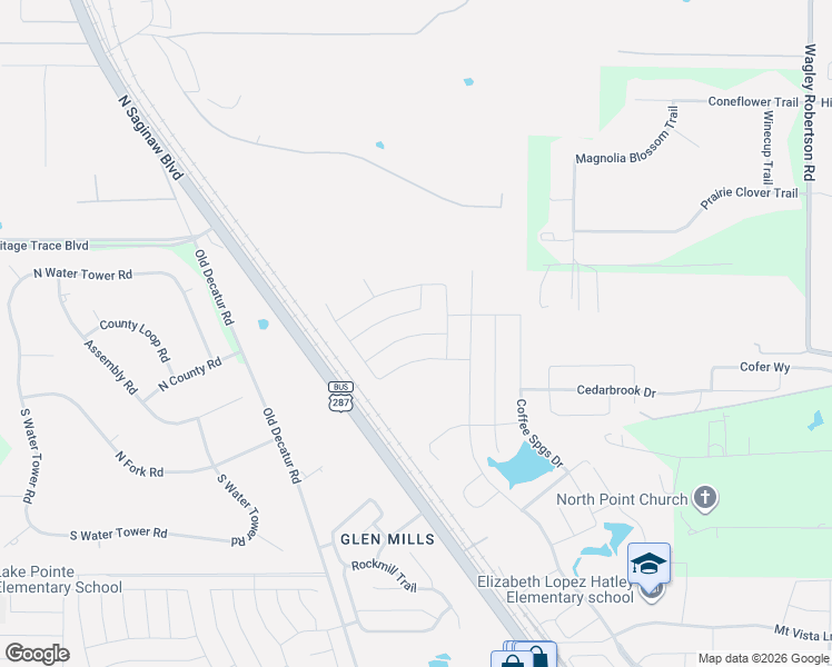 map of restaurants, bars, coffee shops, grocery stores, and more near 9212-9796 North Saginaw Boulevard in Fort Worth