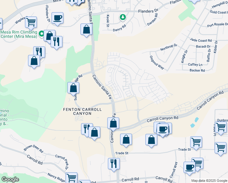 map of restaurants, bars, coffee shops, grocery stores, and more near 10675 Anima Way in San Diego