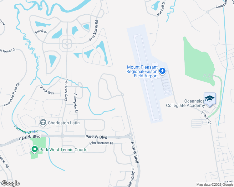 map of restaurants, bars, coffee shops, grocery stores, and more near 3387 Queensgate Way in Mount Pleasant