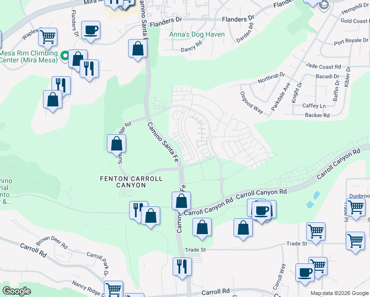 map of restaurants, bars, coffee shops, grocery stores, and more near 10475 Galen Way in San Diego