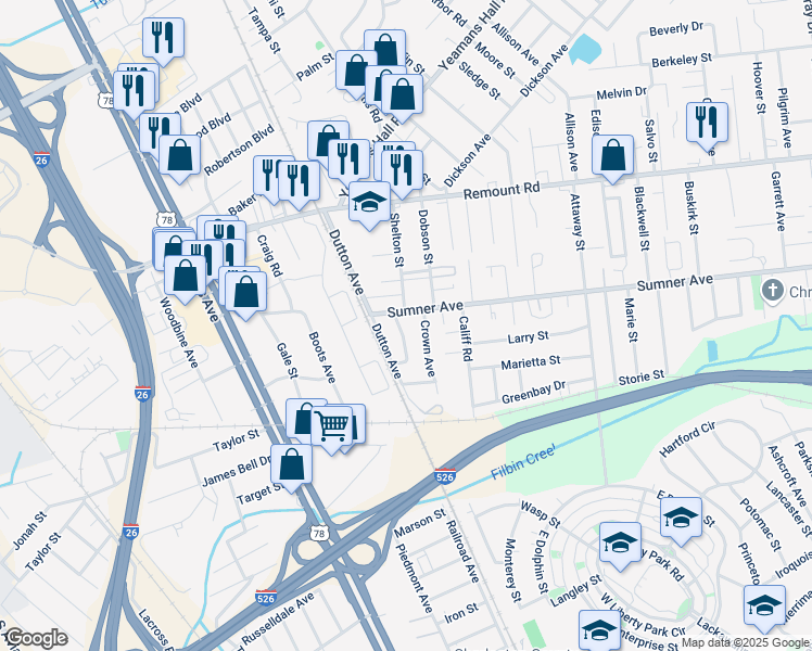 map of restaurants, bars, coffee shops, grocery stores, and more near 1816 State Road S-10-282 in Charleston
