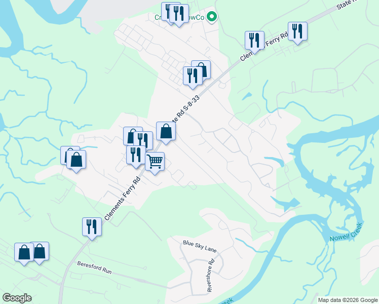 map of restaurants, bars, coffee shops, grocery stores, and more near 207 Hasell Court in Charleston