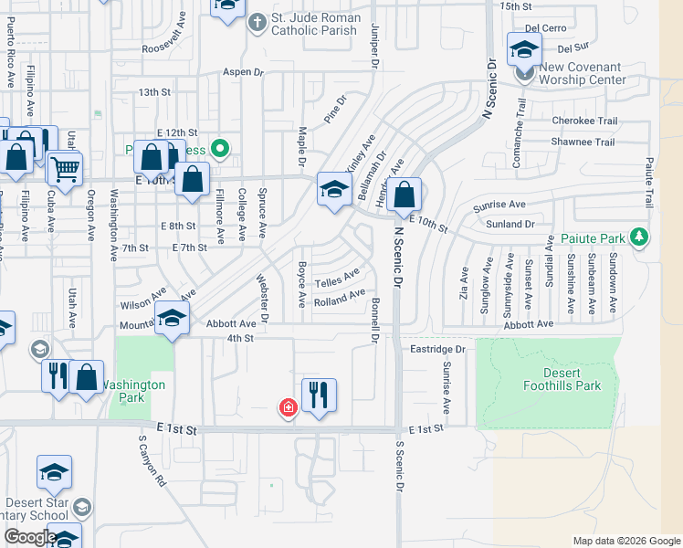 map of restaurants, bars, coffee shops, grocery stores, and more near 2400 Duran Avenue in Alamogordo