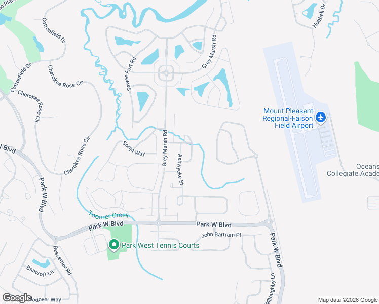 map of restaurants, bars, coffee shops, grocery stores, and more near 1640 Jorrington Street in Mount Pleasant