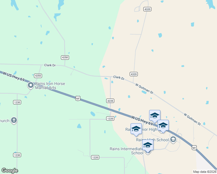 map of restaurants, bars, coffee shops, grocery stores, and more near 151-157 County Road 4235 in Emory