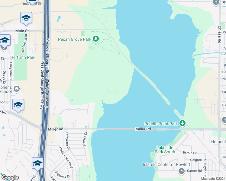 map of restaurants, bars, coffee shops, grocery stores, and more near 5500 Miller Heights Drive in Rowlett