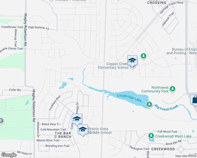map of restaurants, bars, coffee shops, grocery stores, and more near 9100 Wagley Robertson Road in Fort Worth