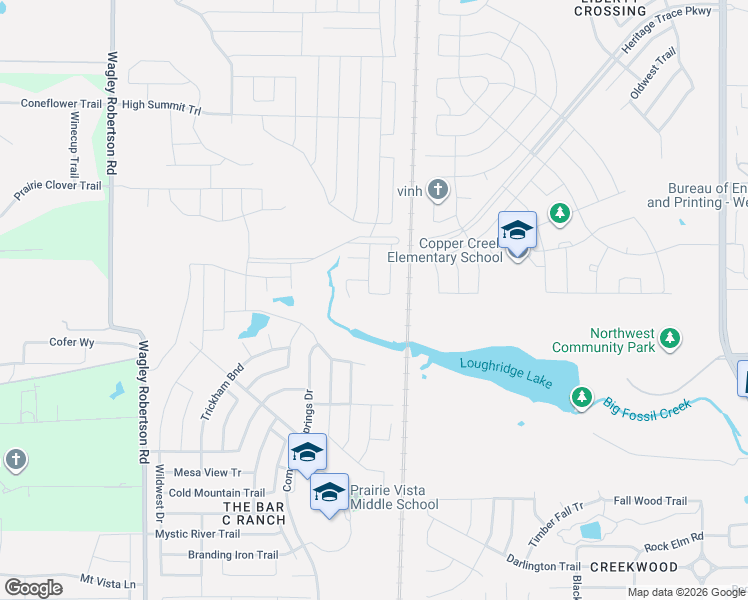 map of restaurants, bars, coffee shops, grocery stores, and more near 9100 Wagley Robertson Road in Fort Worth