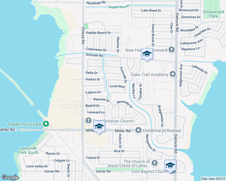 map of restaurants, bars, coffee shops, grocery stores, and more near 7702 Dockside Drive in Rowlett