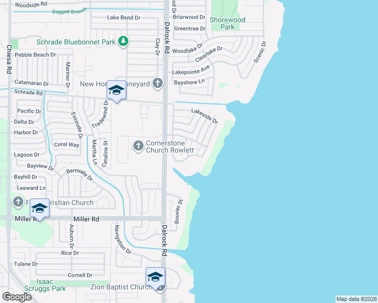 map of restaurants, bars, coffee shops, grocery stores, and more near 3810 Cove Road in Rowlett