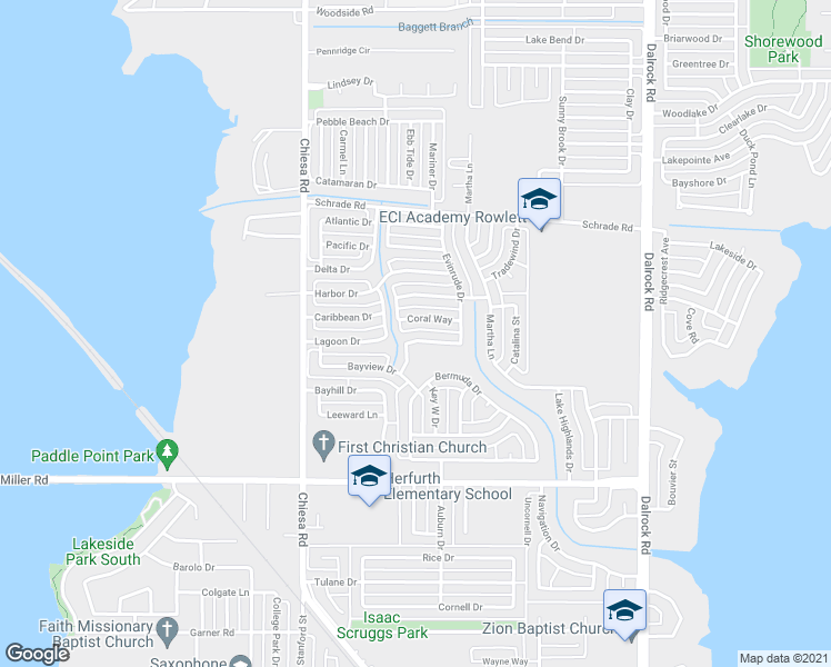 map of restaurants, bars, coffee shops, grocery stores, and more near 7702 Dockside Drive in Rowlett