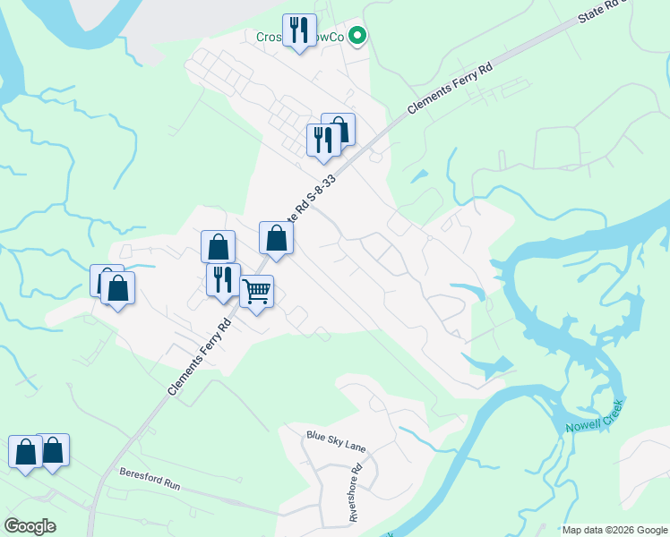 map of restaurants, bars, coffee shops, grocery stores, and more near 207 Hasell Court in Charleston