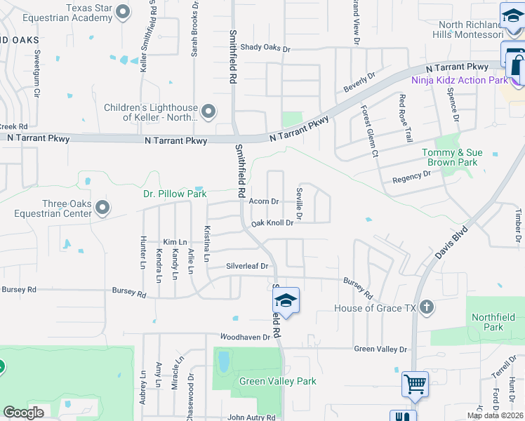 map of restaurants, bars, coffee shops, grocery stores, and more near 8008 Canyon Oak Drive in North Richland Hills