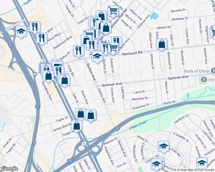 map of restaurants, bars, coffee shops, grocery stores, and more near 1816 State Road S-10-282 in Charleston