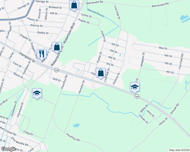 map of restaurants, bars, coffee shops, grocery stores, and more near 202 Hayden Street in Walterboro