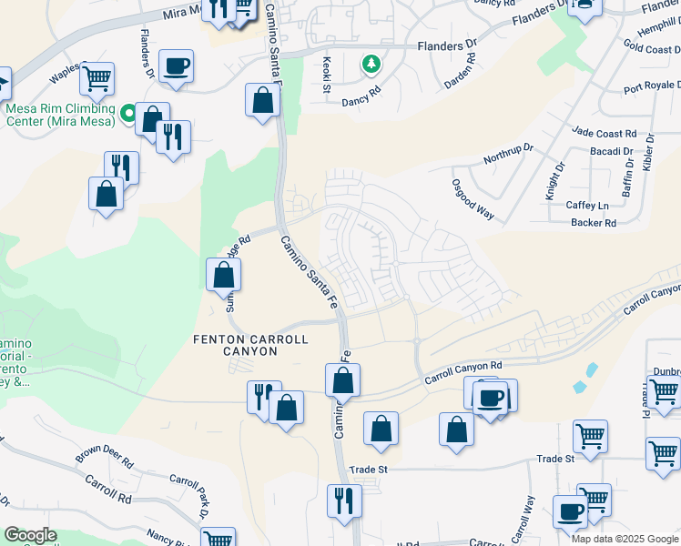 map of restaurants, bars, coffee shops, grocery stores, and more near 10675 Anima Way in San Diego