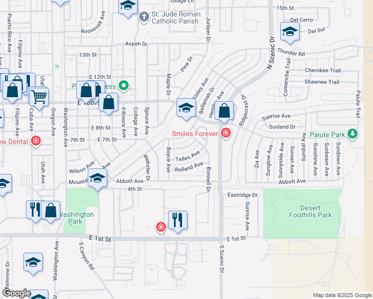 map of restaurants, bars, coffee shops, grocery stores, and more near 2400 Duran Avenue in Alamogordo