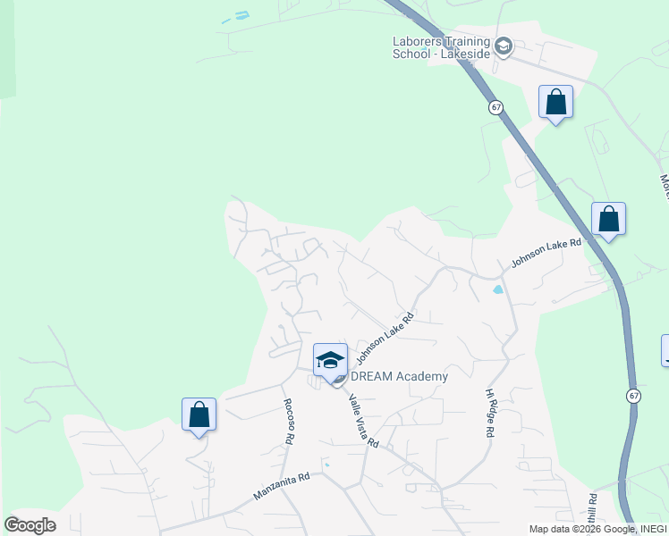 map of restaurants, bars, coffee shops, grocery stores, and more near 11521 Cerro De Paz in Lakeside
