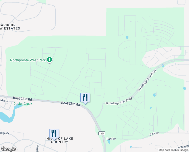 map of restaurants, bars, coffee shops, grocery stores, and more near 9700 Char Vale Lane in Fort Worth