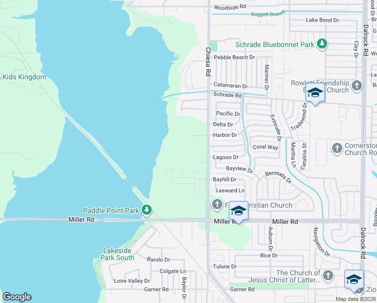 map of restaurants, bars, coffee shops, grocery stores, and more near 3917 Chiesa Road in Rowlett