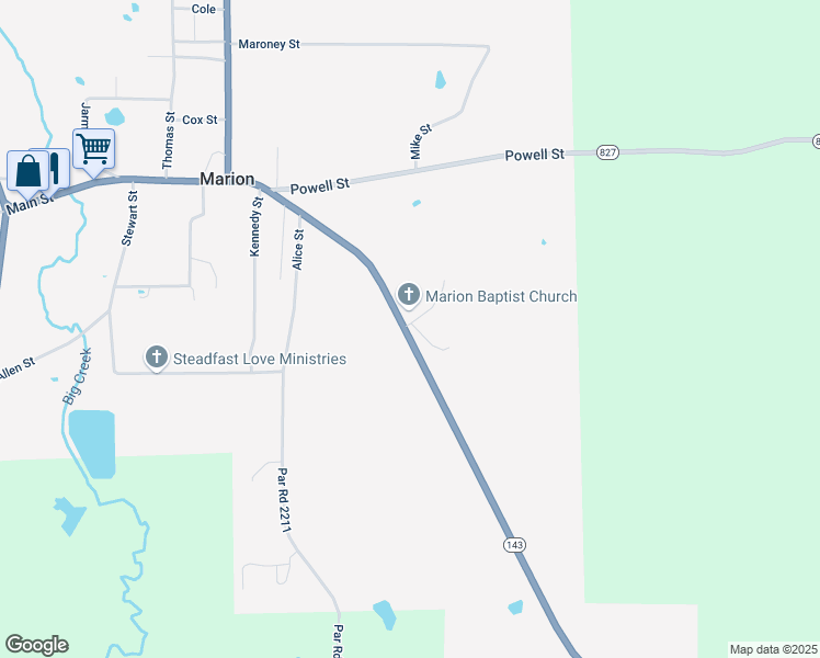 map of restaurants, bars, coffee shops, grocery stores, and more near 949 Main Street in Marion