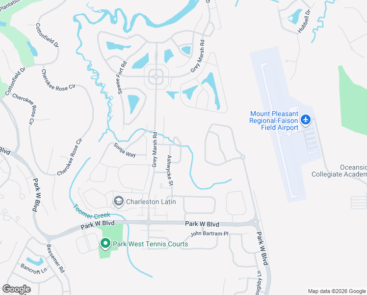 map of restaurants, bars, coffee shops, grocery stores, and more near 1644 Jorrington Street in Mount Pleasant