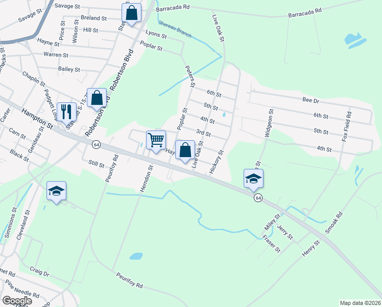 map of restaurants, bars, coffee shops, grocery stores, and more near 219 Hayden Street in Walterboro