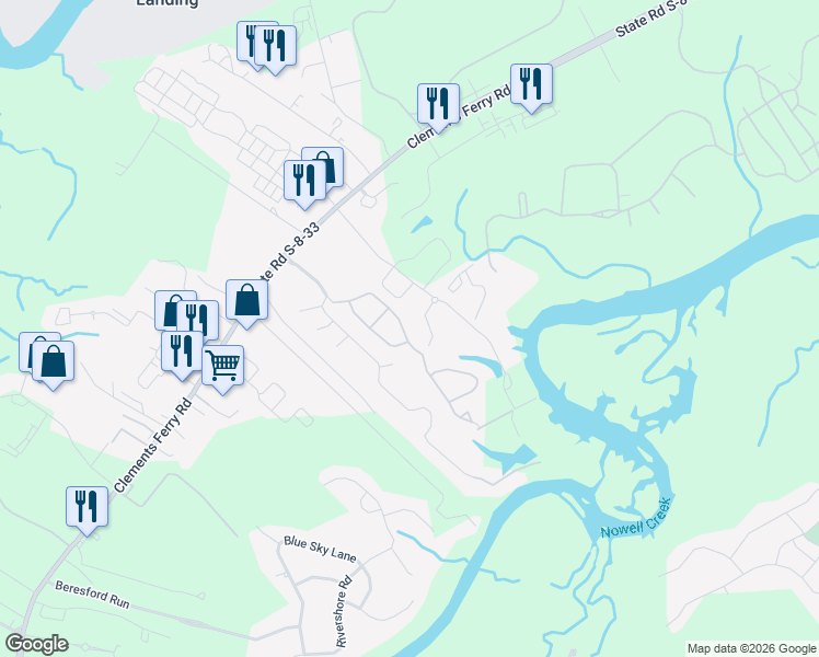 map of restaurants, bars, coffee shops, grocery stores, and more near 274 Kelsey Boulevard in Charleston