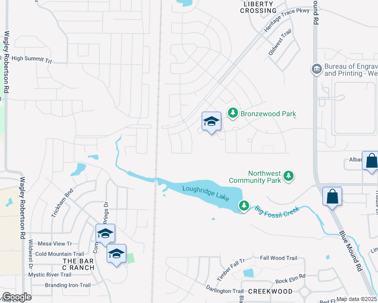 map of restaurants, bars, coffee shops, grocery stores, and more near 144 Plumed Thistle Drive in Fort Worth