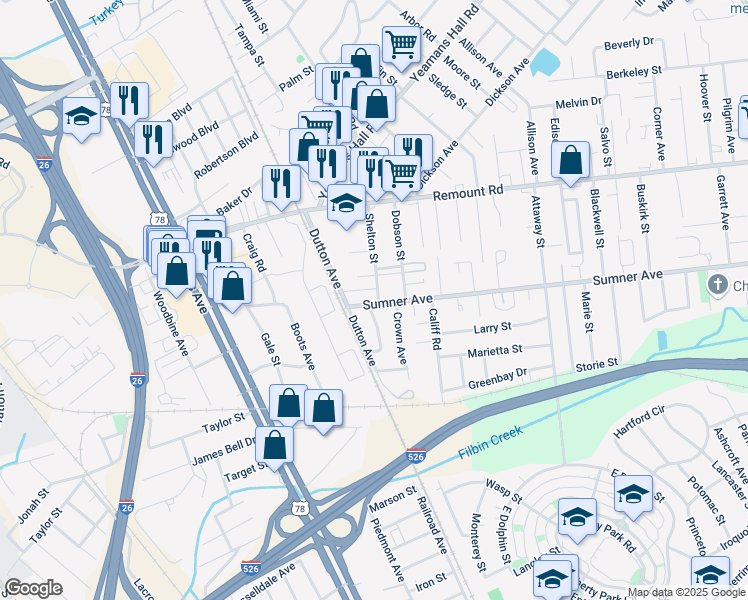 map of restaurants, bars, coffee shops, grocery stores, and more near 1816 State Road S-10-282 in Charleston